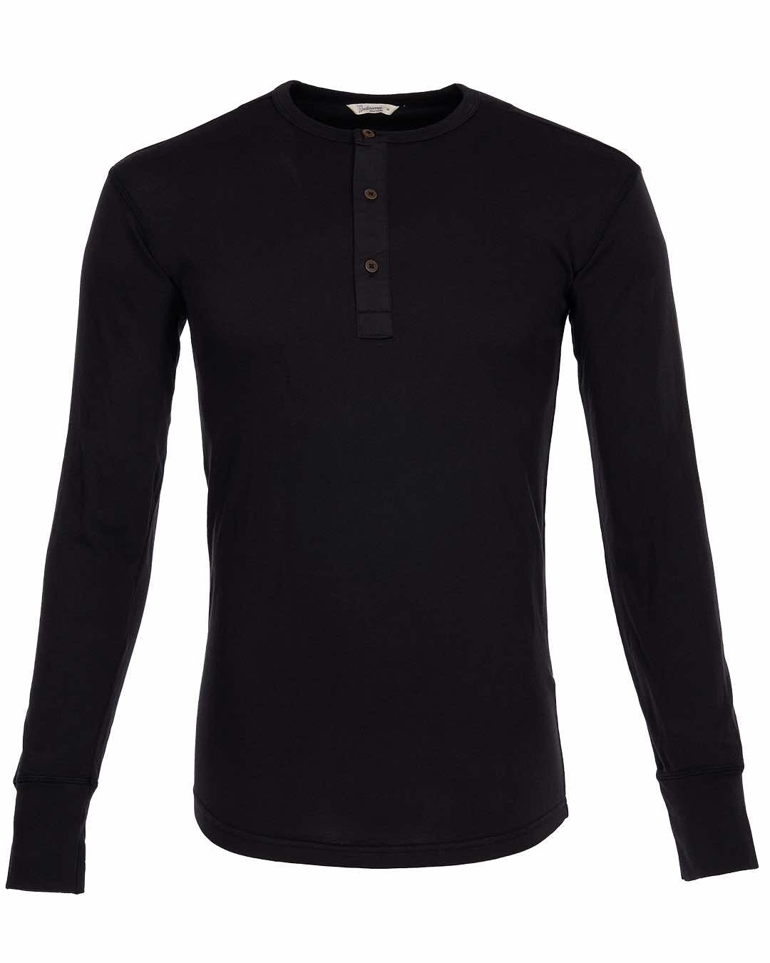 1927 HENLEY SHIRT LONG SLEEVE - FADED BLACK