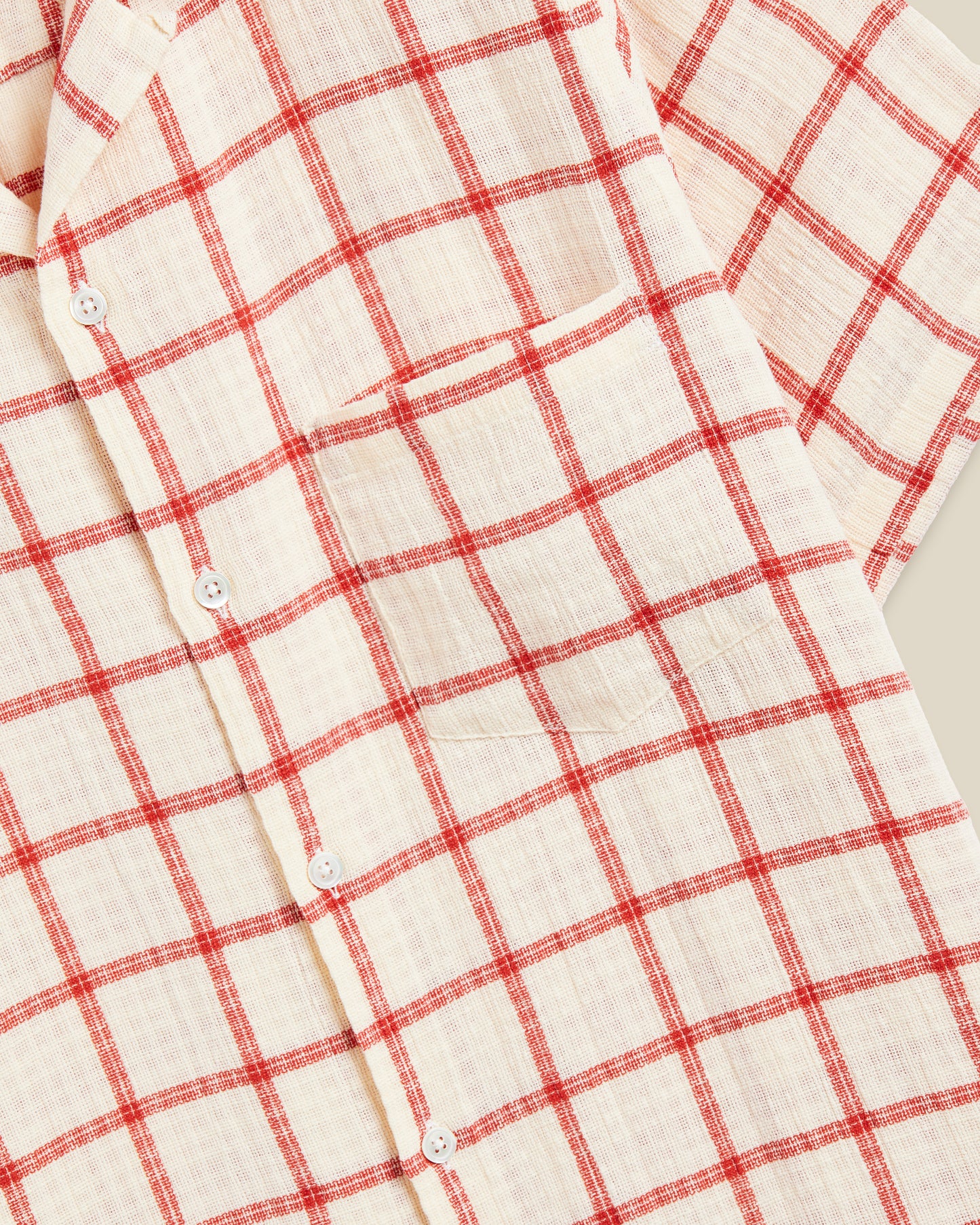 PORTUGUESE FLANNEL ALVOR - CREAM / RED