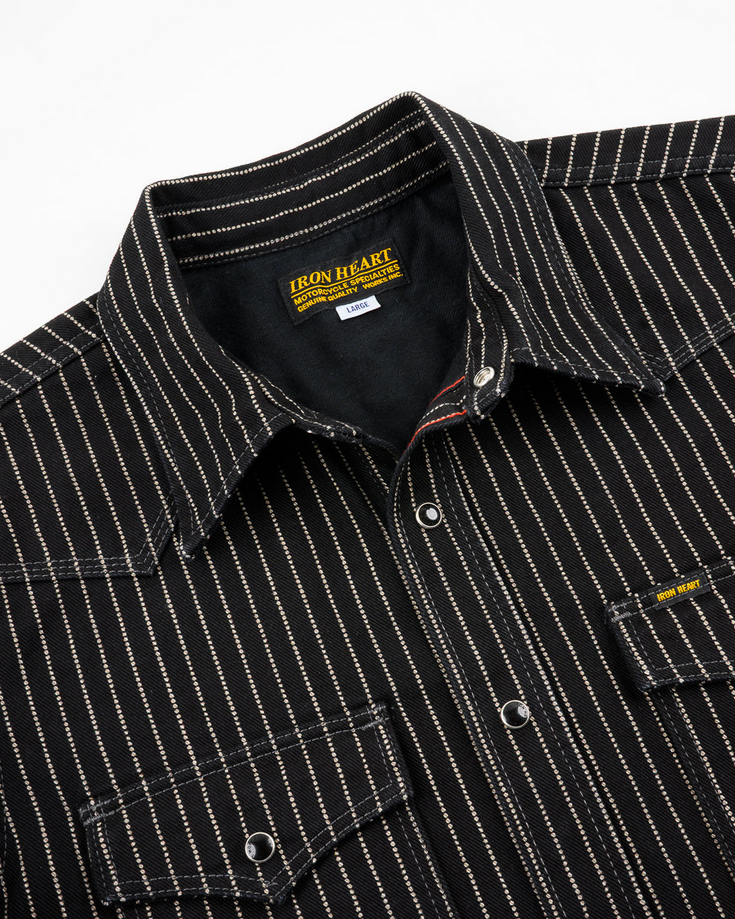 IRON HEART IHSH-62-BLK 12OZ WABASH WESTERN SHIRT - BLACK