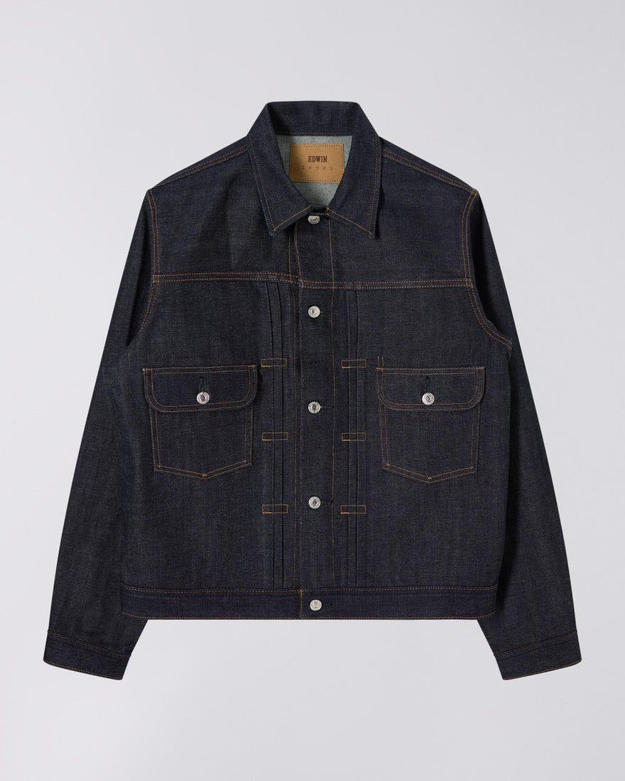 EDWIN JACKET TYPE II KURABO RED SELVEDGE 14 OZ RECYCLE INDIGO DENIM - BLUE UNWASHED