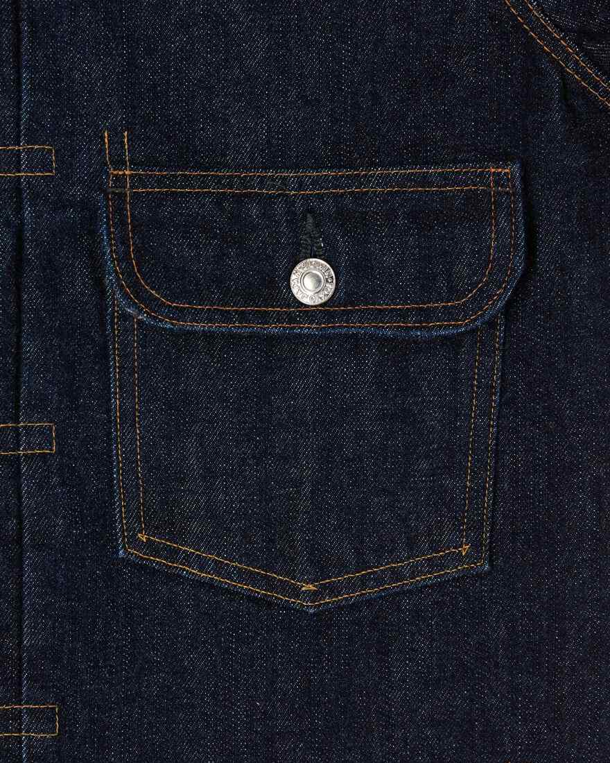 EDWIN JACKET TYPE II KURABO RED SELVEDGE 14 OZ RECYCLE INDIGO DENIM - BLUE RINSED