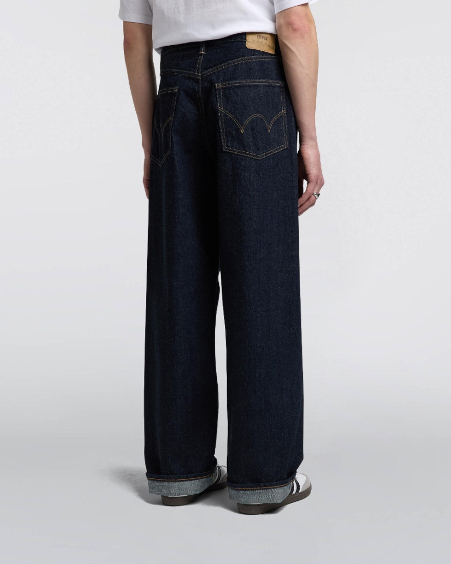 EDWIN WIDE PANT KURABO RECYCLE DENIM RED SELVEDGE 14 OZ - BLUE RINSED