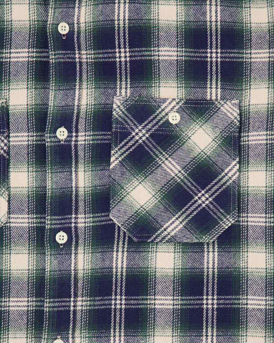 EDWIN WORK SHIRT L/S - NAVY / GREEN
