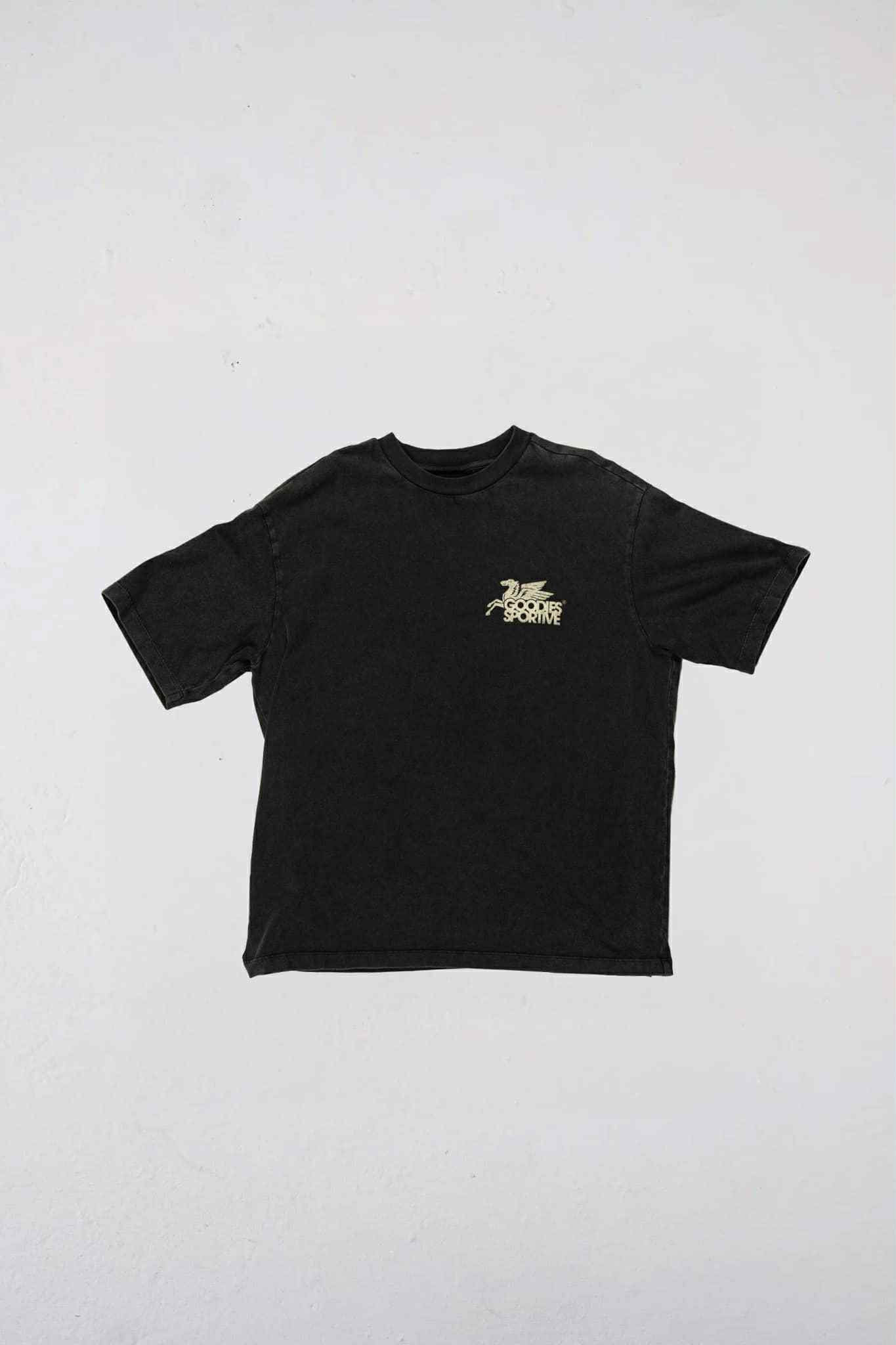 GOODIES SPORTIVE DUSTY PREMIUM PEGASUS TEE - BLACK FADED