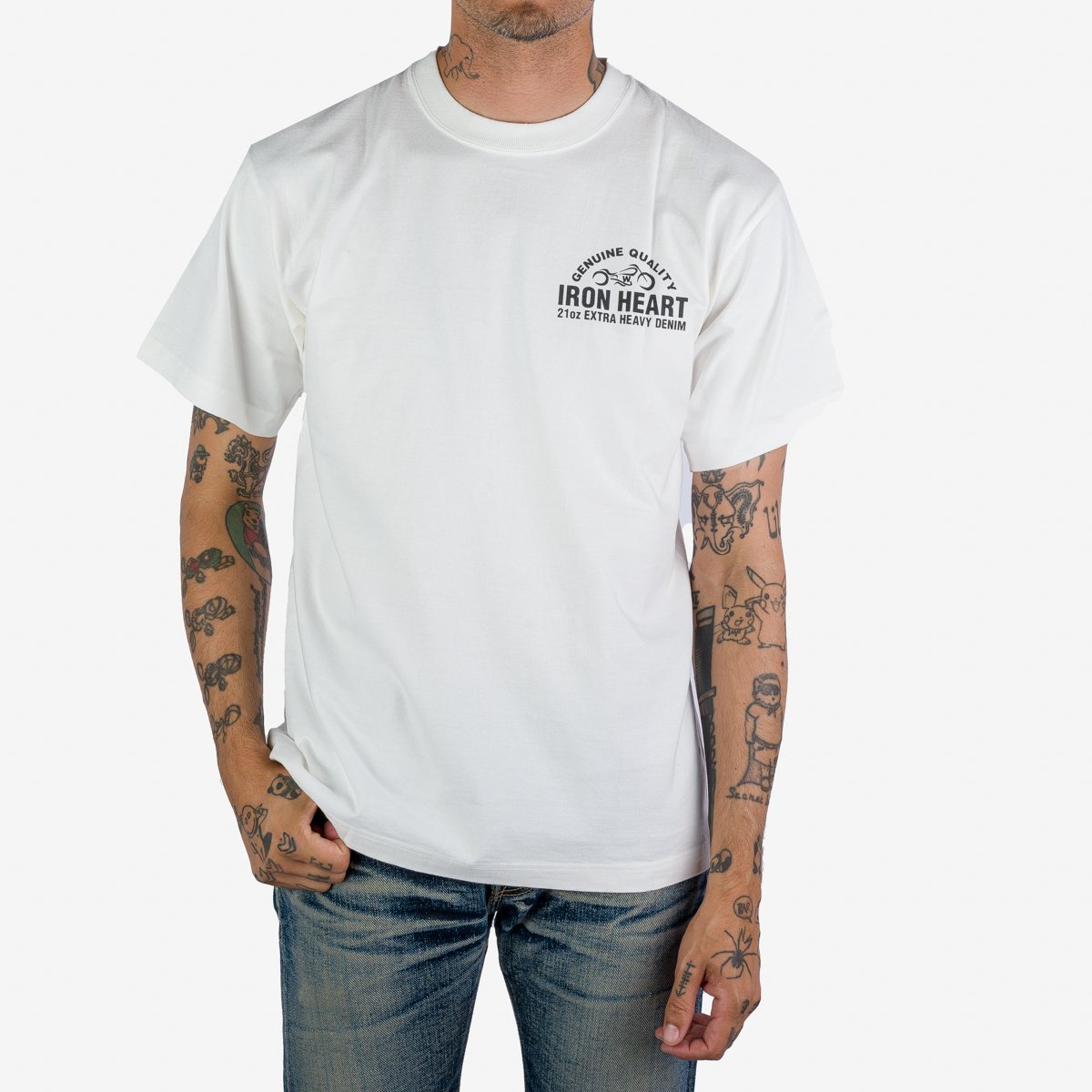 IRON HEART IHPT-2304-WHT 7.5 OZ LOOPWHELL CREW NECK T-SHIRT - WHITE