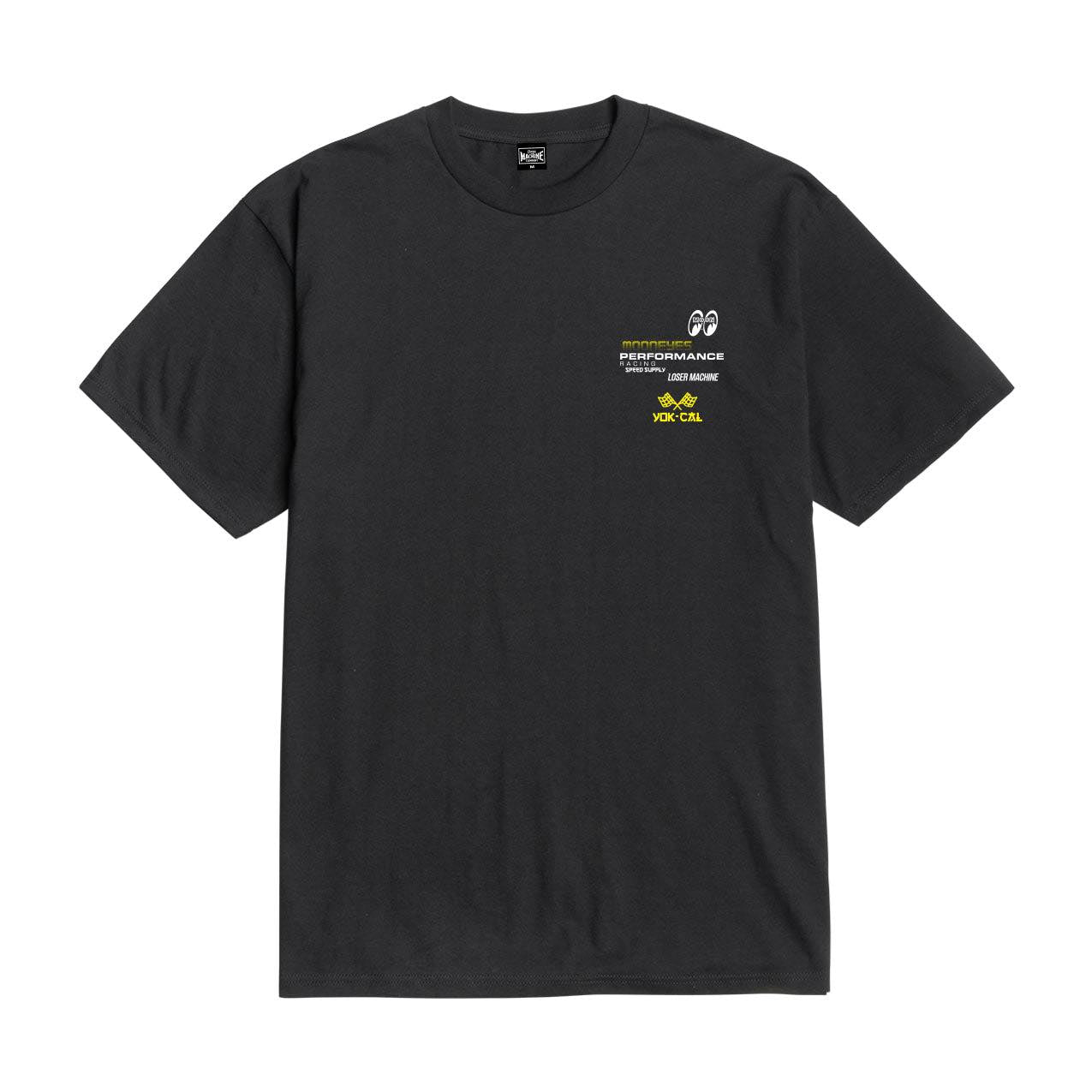 LOSER MACHINE COMPANY X MOONEYES HIGH PERFORMANCE STOCK T-SHIRT - BLACK