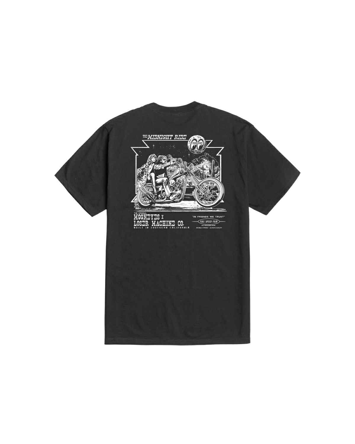 LOSER MACHINE COMPANY X MOONEYES MIDNIGHT RIDE STOCK T-SHIRT - BLACK