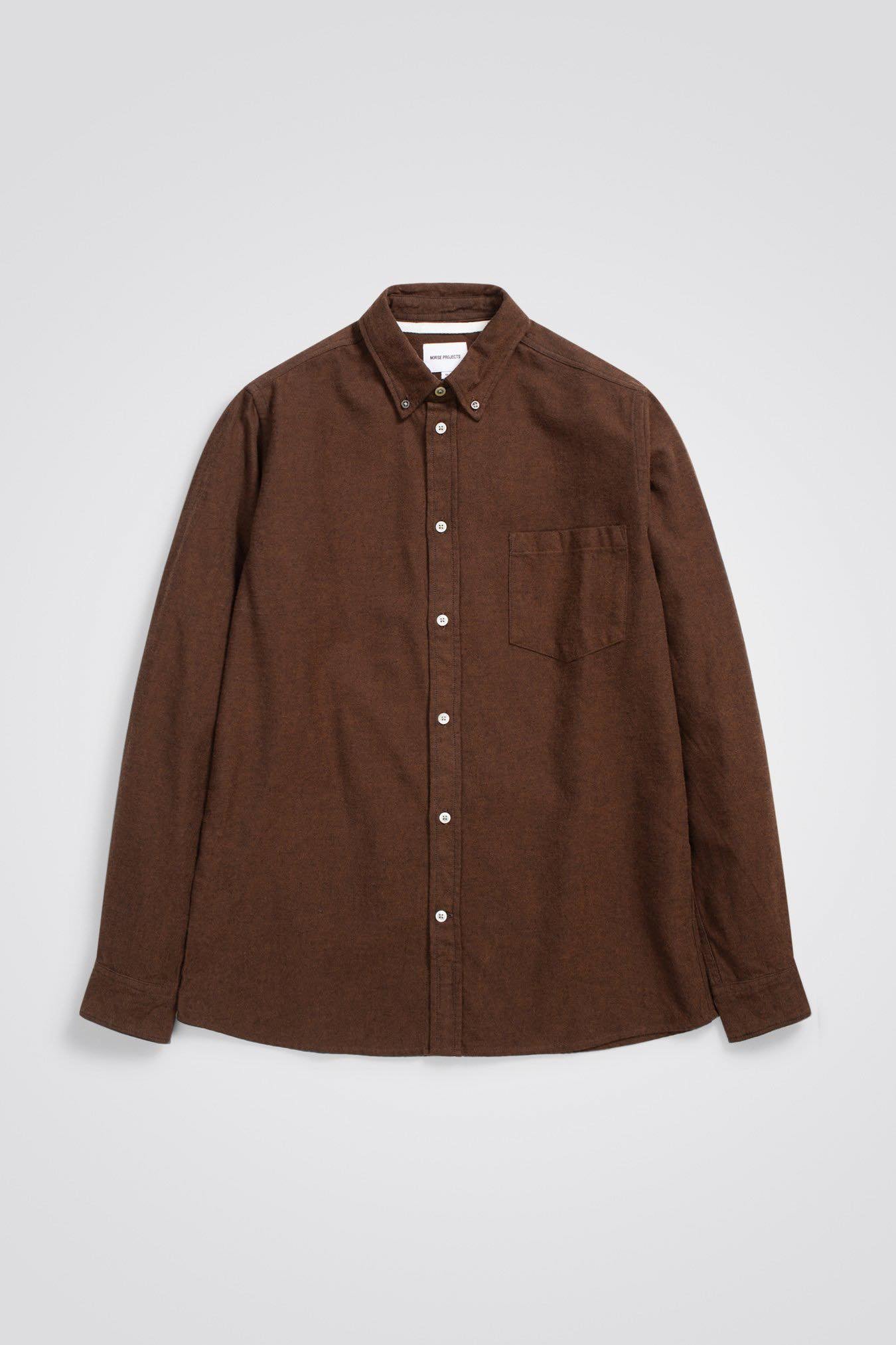 NORSE PROJECTS ANTON BRUSHED FLANNEL - RUST BROWN