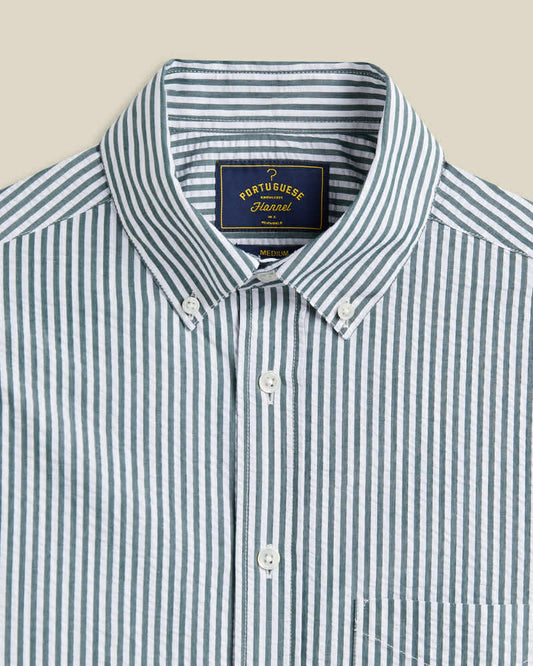 PORTUGUESE FLANNEL ATLANTICO STRIPE - GREEN