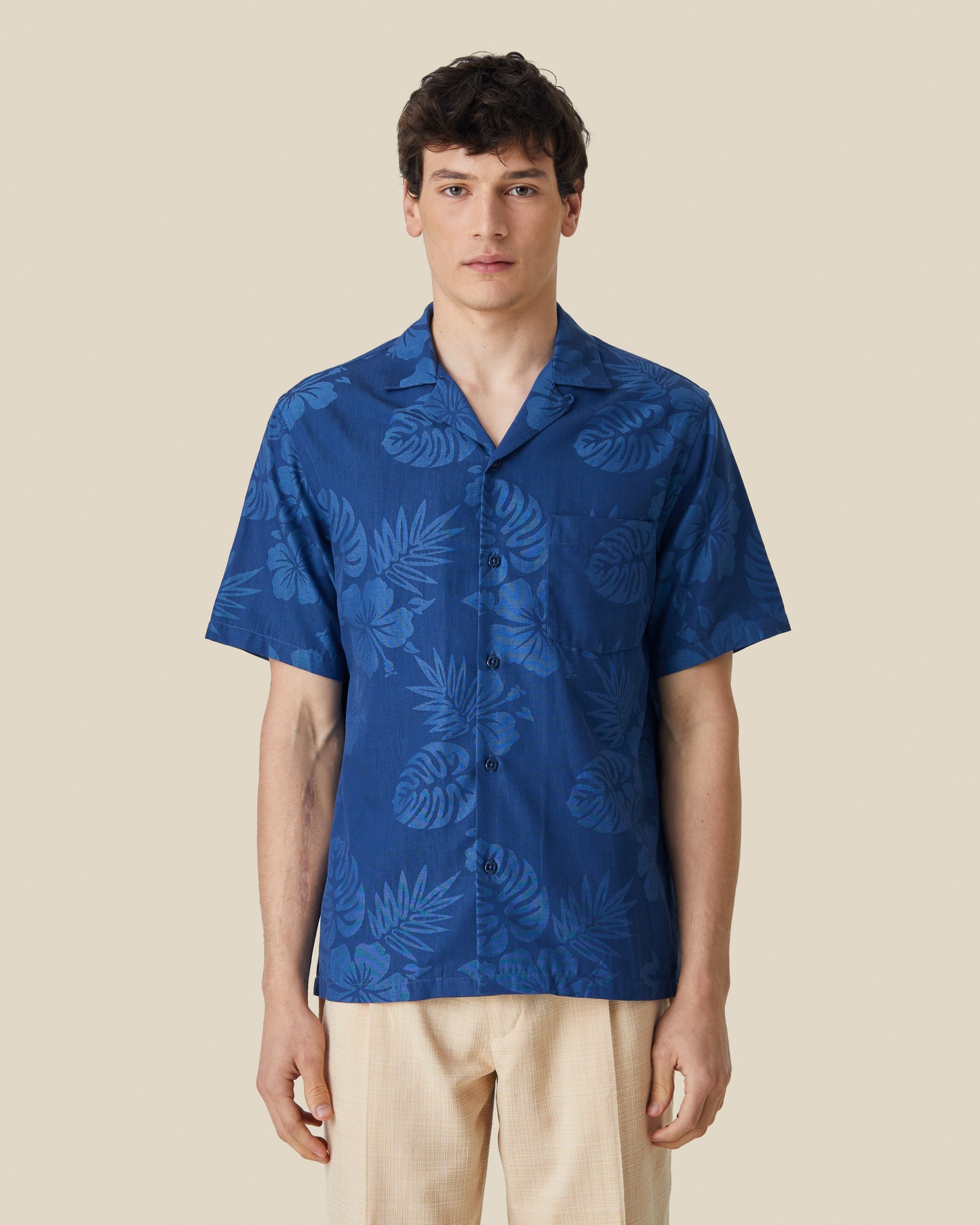 PORTUGUESE FLANNEL ISLAND JACQUARD FLOWERS SHIRT - BLUE / BLUE