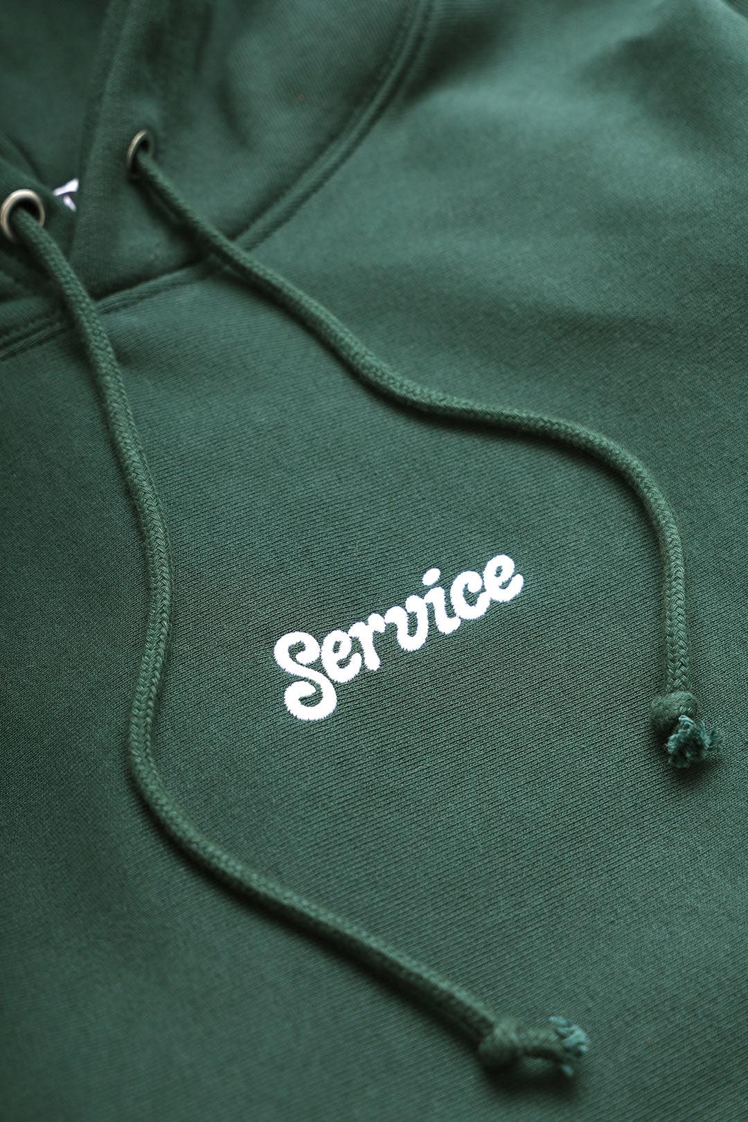 SERVICE WORKS 12 OZ SERVICE LOGO HOODIE - FOREST