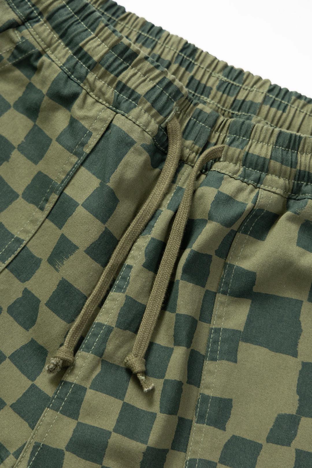SERVICE WORKS PRINTED CHEF SHORTS - OLIVE CHECKER