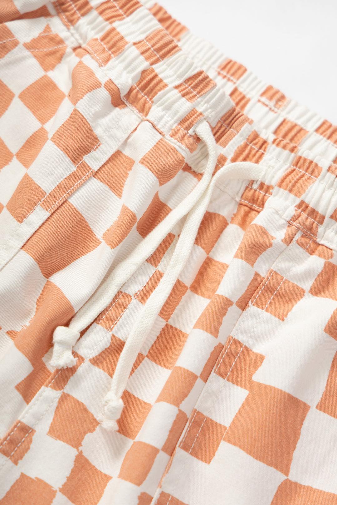 SERVICE WORKS PRINTED CHEF SHORTS - SALMON PINK CHECKER