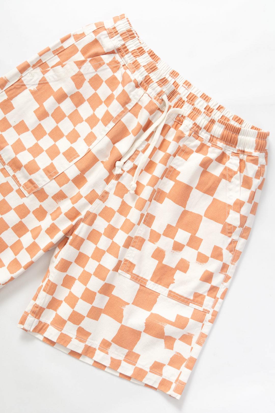 SERVICE WORKS PRINTED CHEF SHORTS - SALMON PINK CHECKER
