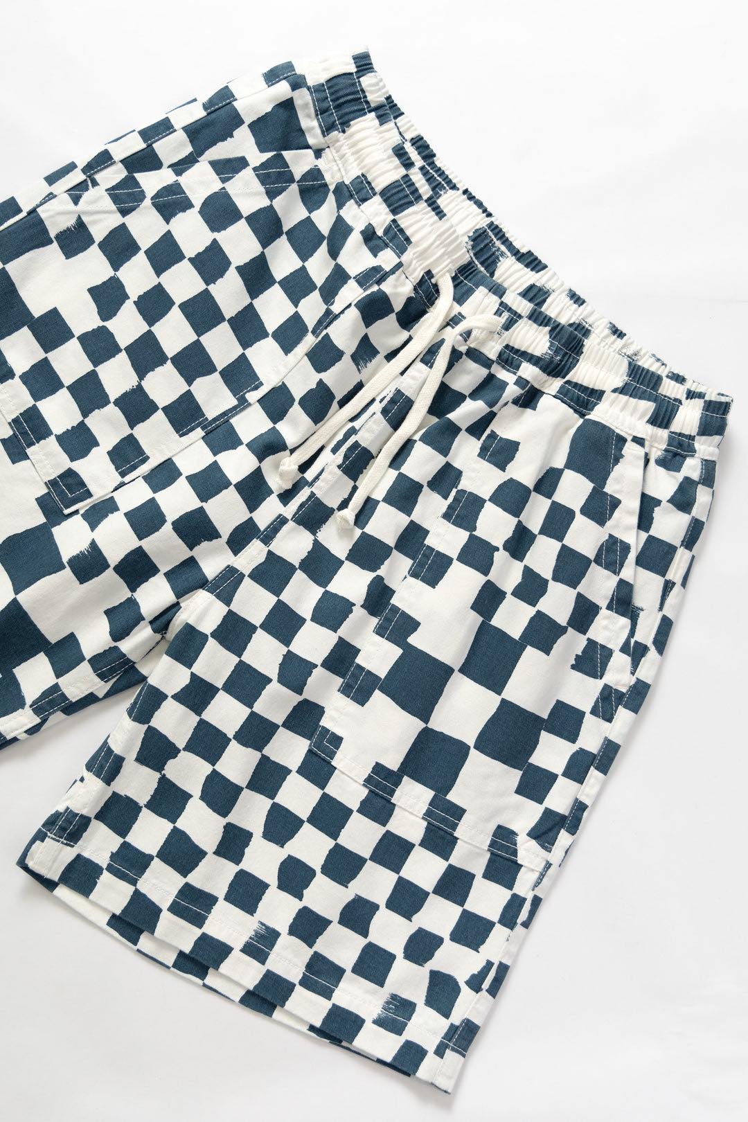 SERVICE WORKS PRINTED CHEF SHORTS - TEAL CHECKER