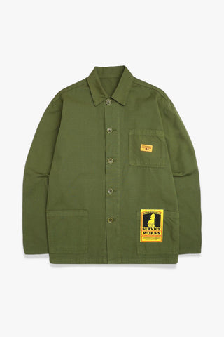 SERVICE WORKS RIPSTOP COVERALL JACKET - PESTO