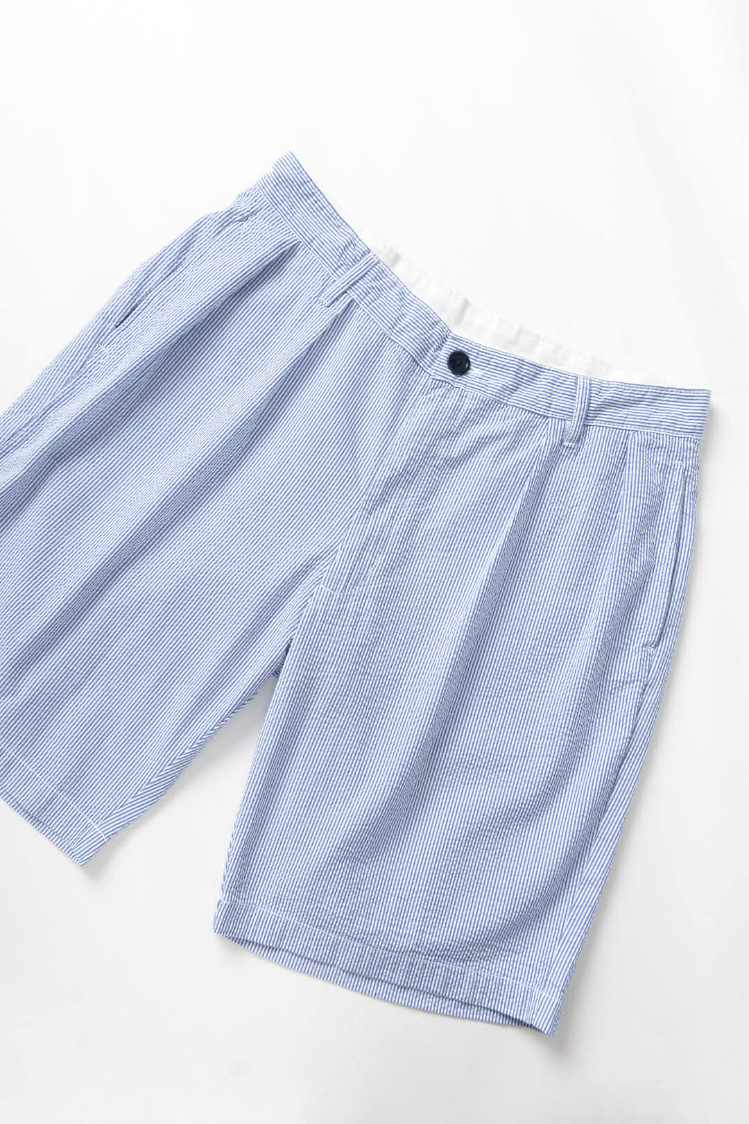 SERVICE WORKS SEERSUCKER PART TIMER SHORTS - NAVY STRIPE
