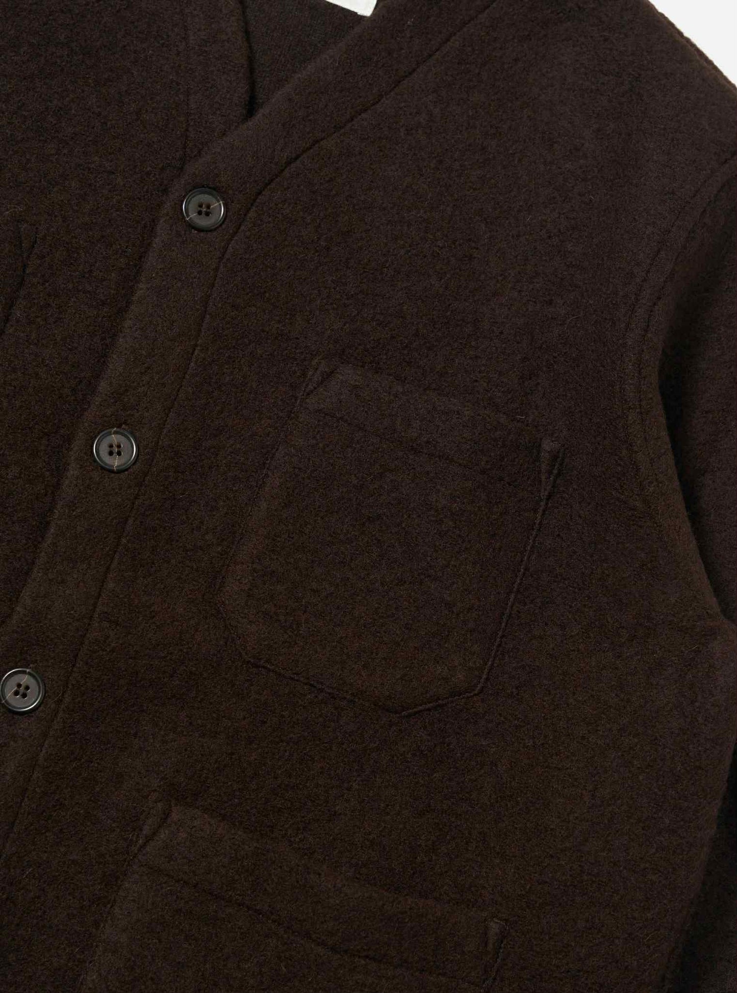 UNIVERSAL WORKS CARDIGAN WOOL FLEECE - BROWN