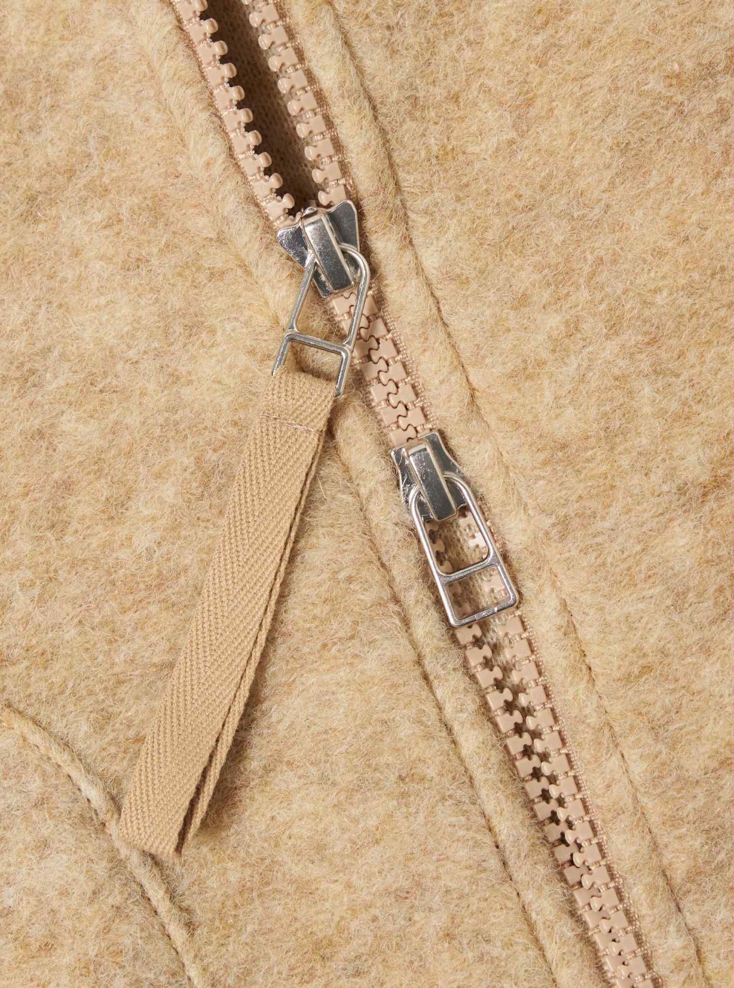 UNIVERSAL WORKS ZIP WAISTCOAT WOOL FLEECE - FAWN