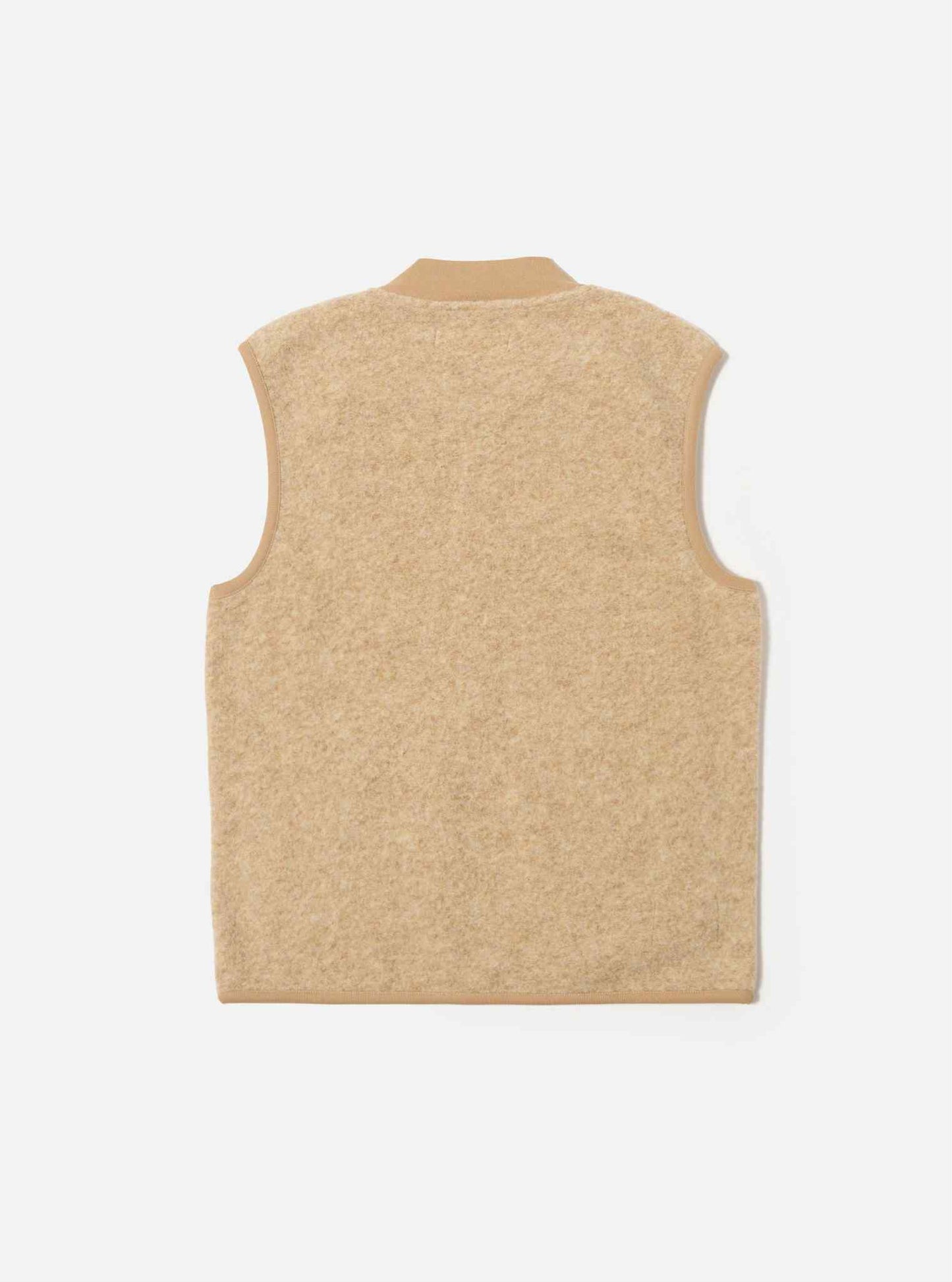 UNIVERSAL WORKS ZIP WAISTCOAT WOOL FLEECE - FAWN