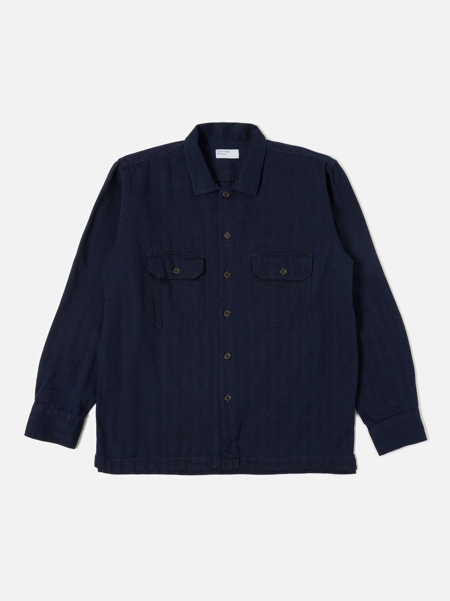 UNIVERSAL WORKS L/S UTILITY SHIRT HERRINGBONE - INDIGO
