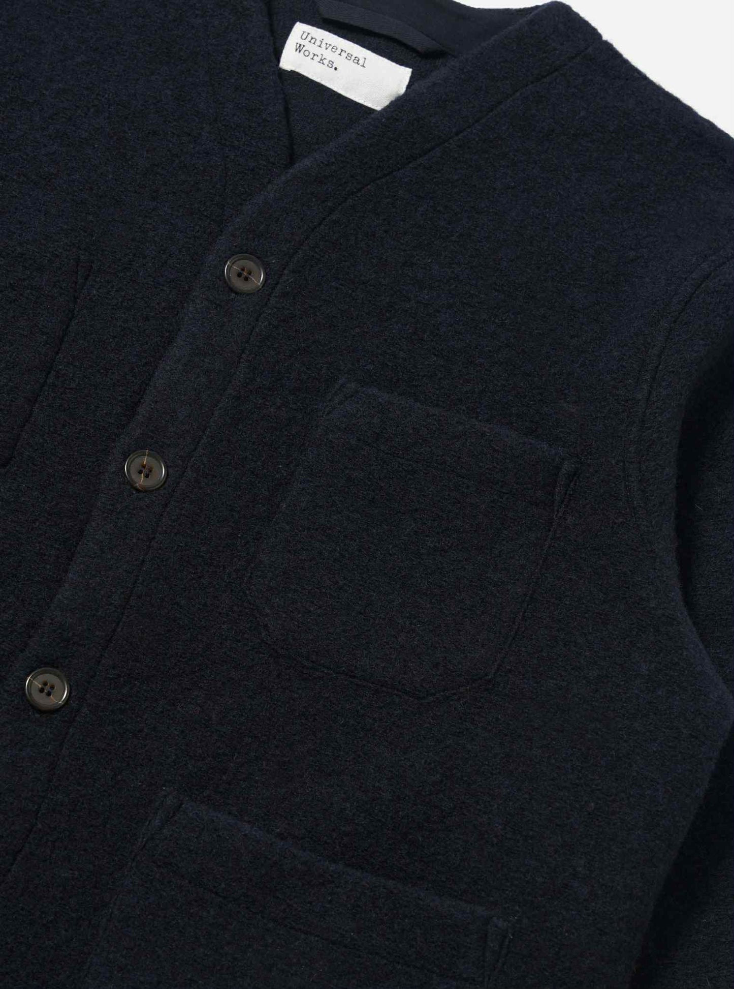 UNIVERSAL WORKS CARDIGAN WOOL FLEECE - NAVY