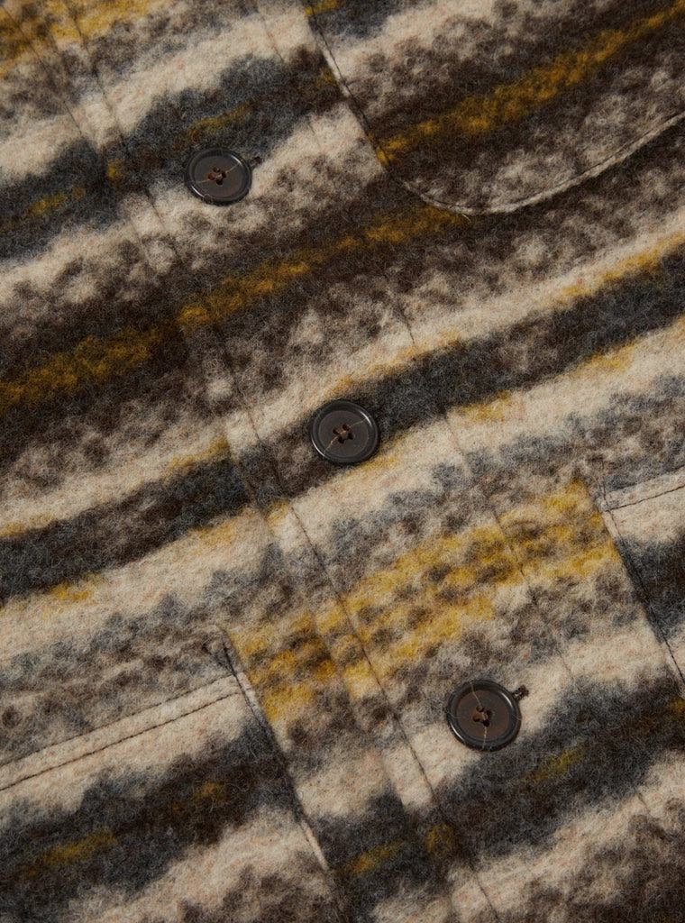 UNIVERSAL WORKS NEW YORK CARDIGAN MIX WOOL FLEECE - FAIRISLE