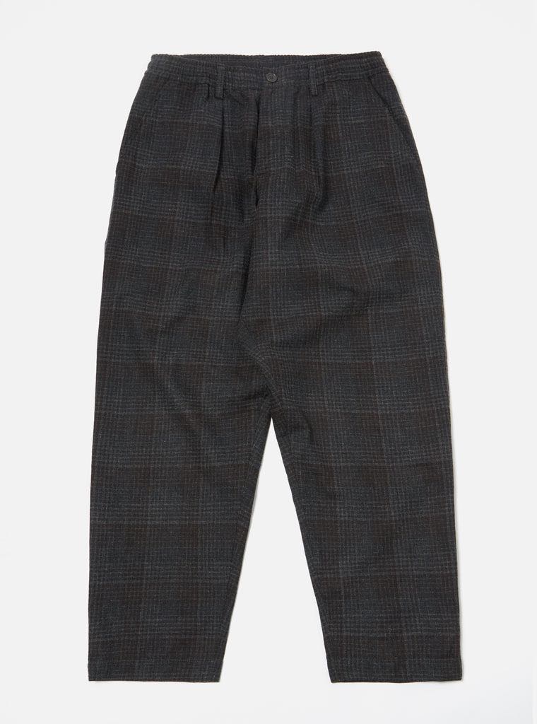 UNIVERSAL WORKS PLEATED TRACK PANT REUSE WOOL MIX - CHARCOAL