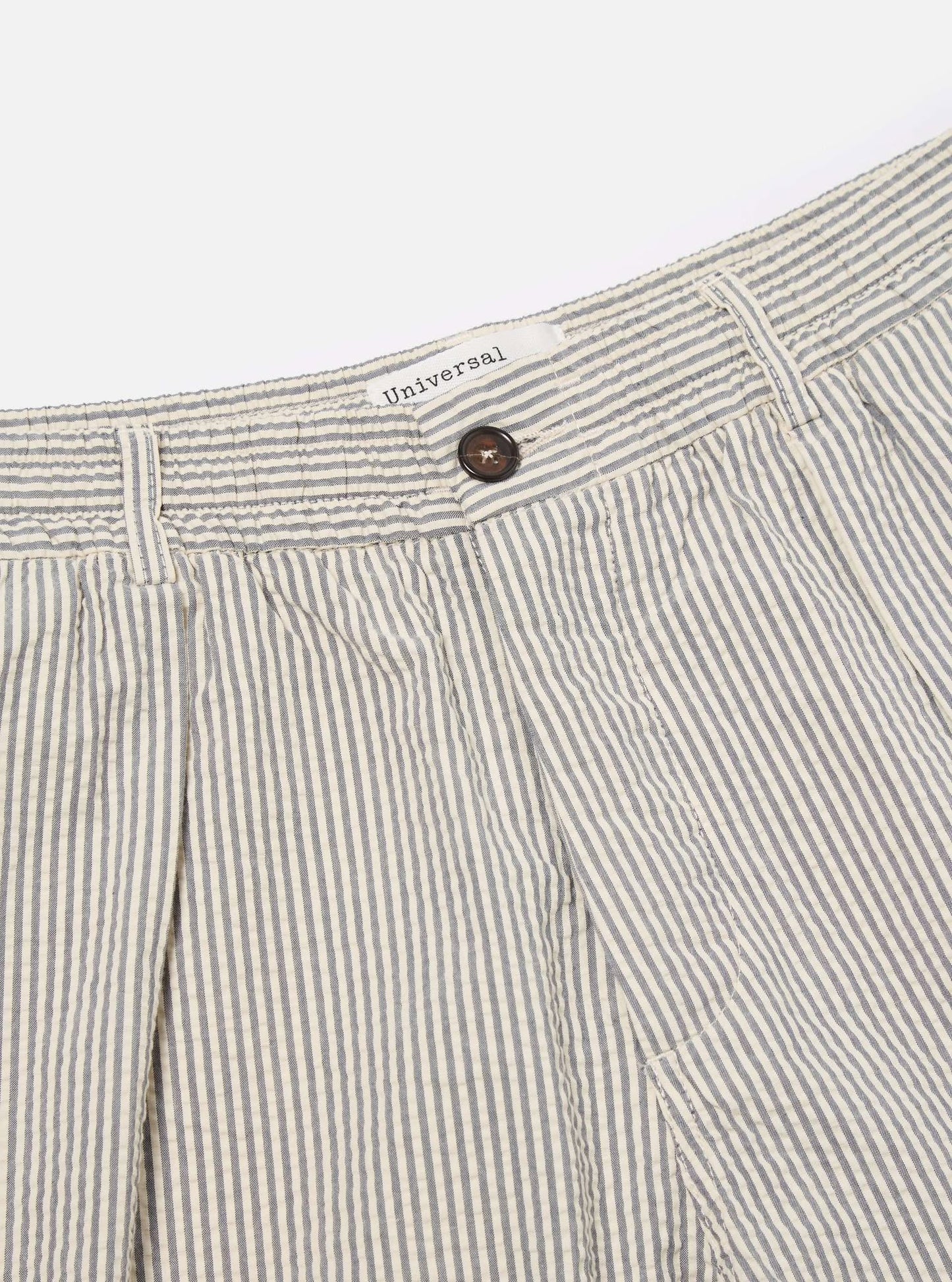 UNIVERSAL WORKS PLEATED TRACK SHORT DERBY STRIPE - GREY