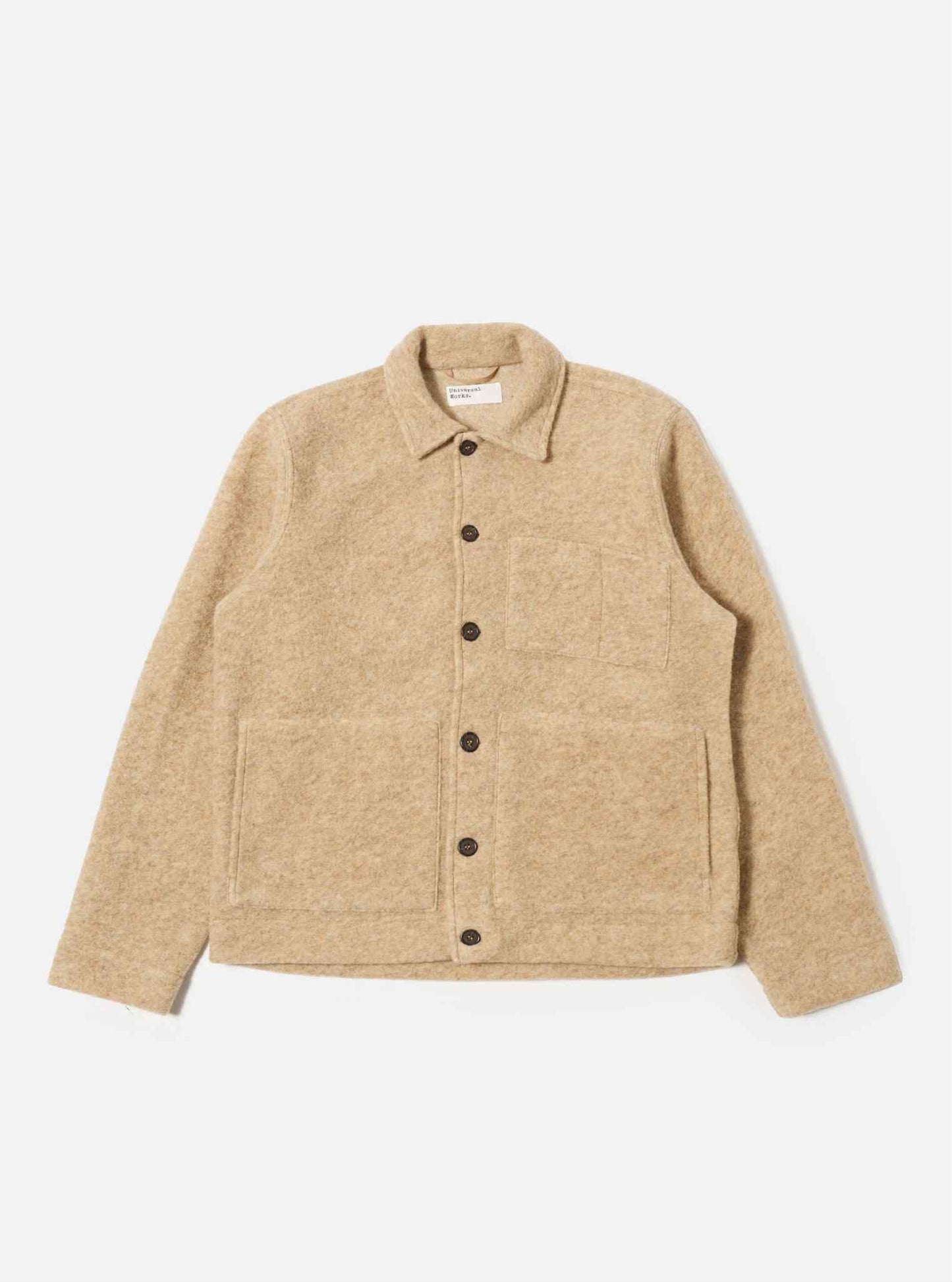 UNIVERSAL WORKS UNIFORM JACKET WOOL FLEECE - FAWN