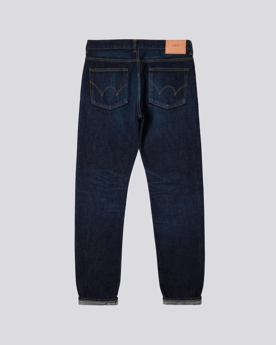 EDWIN REGULAR TAPERED JEANS NIHON MENPU RAIMBOW SELVEDGE 13.5 OZ DARK PURE INDIGO DENIM - BLUE DARK USED