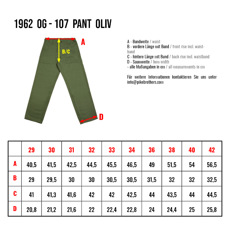 PIKE BROTHERS 1962 OG-107 PANT - OLIVE