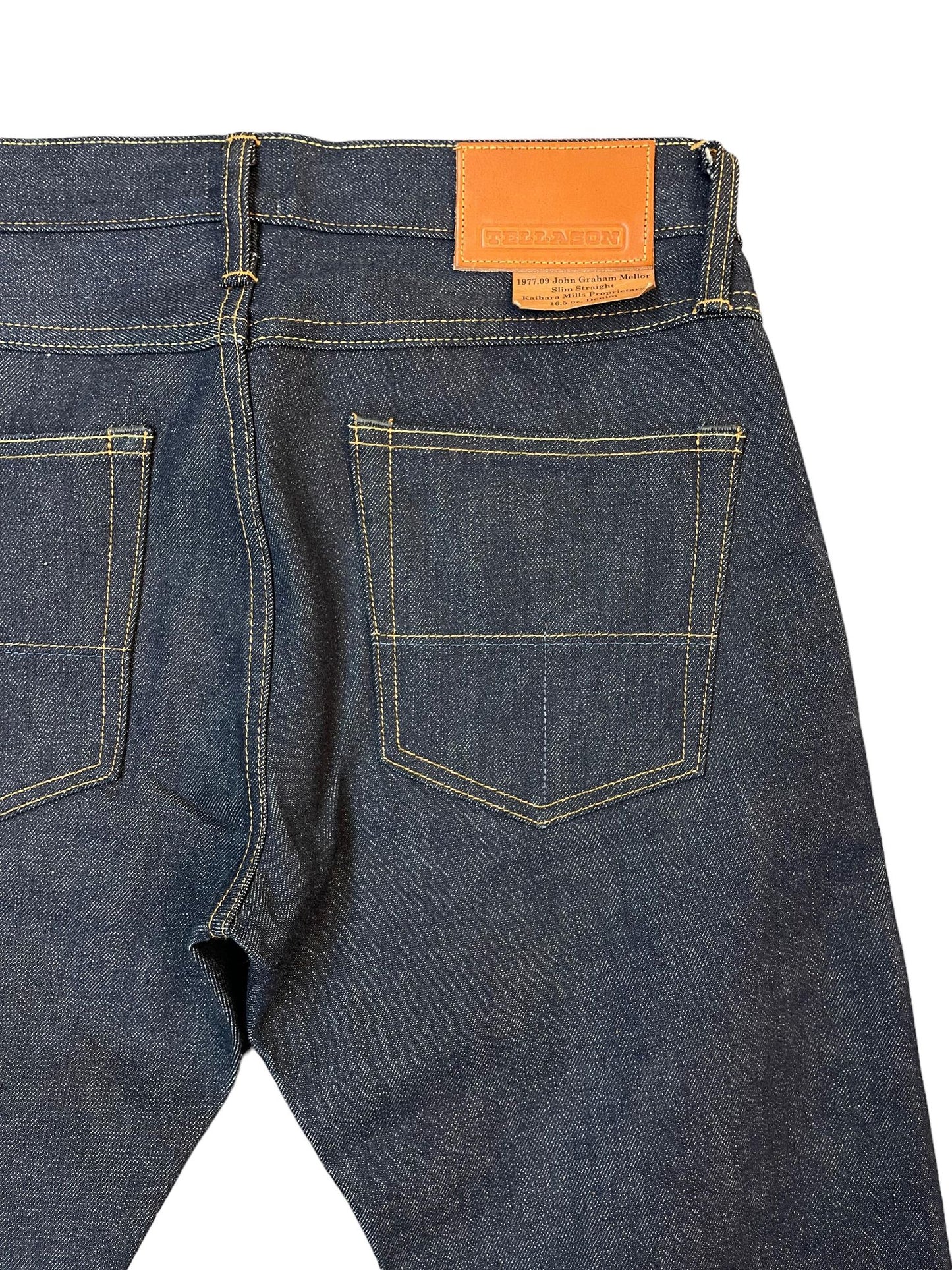 TELLASON JOHN GRAHAM MELLOR SLIM STRAIGHT SELVEDGE JEANS 16.5 OZ