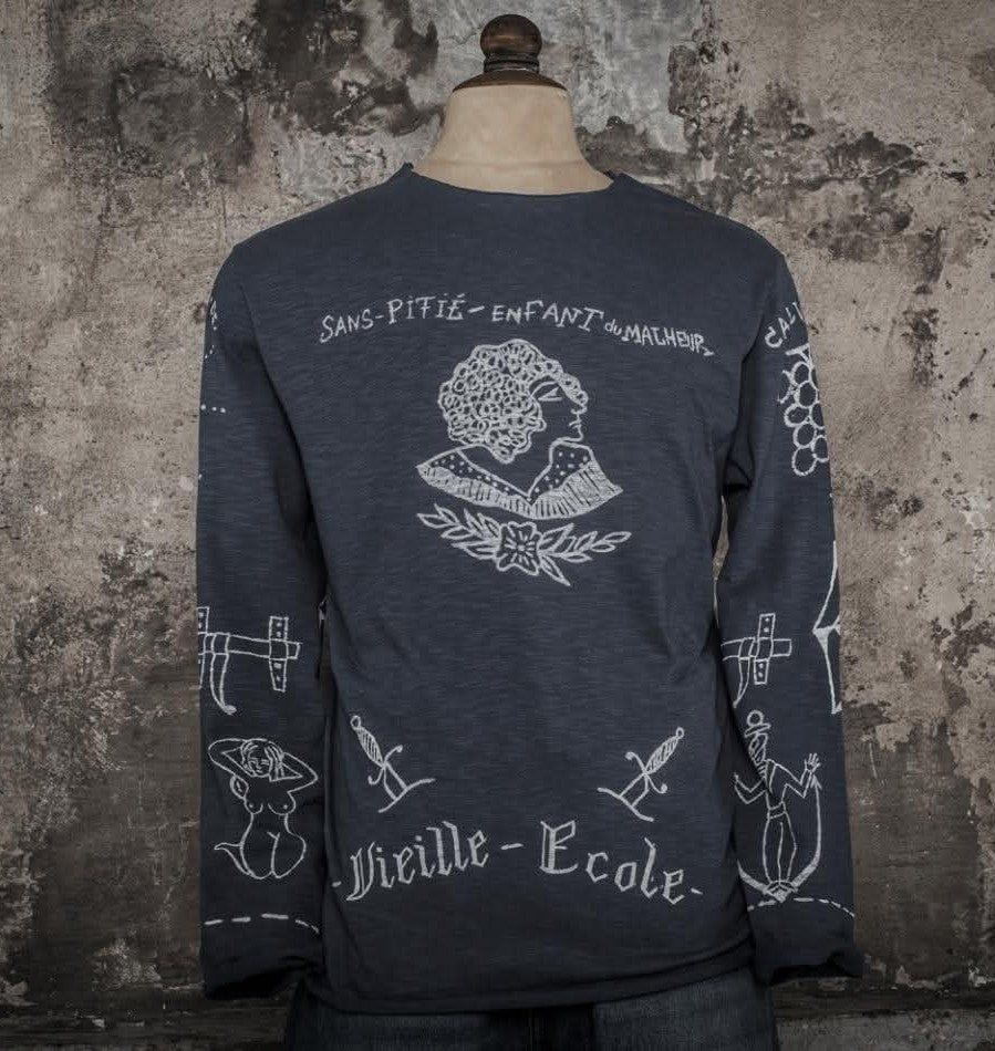 FLEURS DE BAGNE MARINIERE VIEILLE ECOLE "FULL PRINTED BOUSILLES" - NAVY