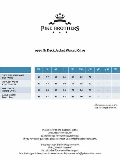 PIKE BROTHERS 1943 N1 DECK JACKET WAXED - OLIVE