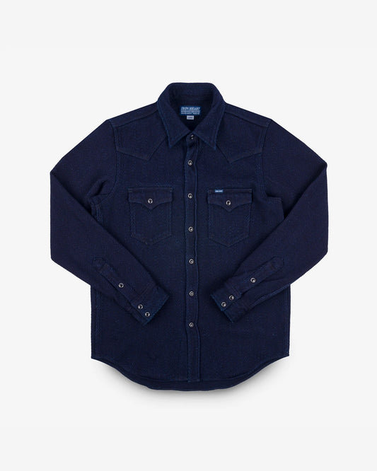 IRON HEART IHSH-208-IND INDIGO KERSEY WESTERN SHIRT - INDIGO