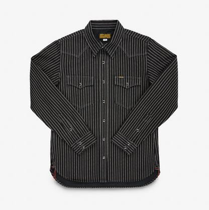 IRON HEART IHSH-62-BLK 12OZ WABASH WESTERN SHIRT - BLACK
