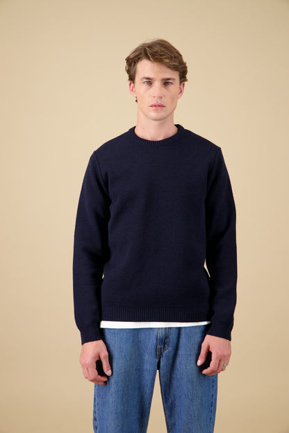 NITTO KNITWEAR PULL YOURI COL ROND - MARINE