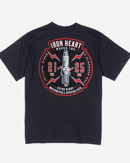 IRON HEART IHT-2503-BLK 7.5 OZ LOOPWHEEL CREW NECK T-SHIRT - BLACK