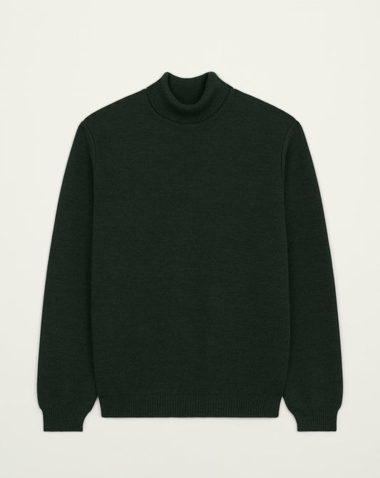 NITTO KNITWEAR PULL YOURI COL ROULE - VERT FORET