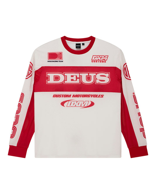 DEUS EX MACHINA STEP OUT MOTO JERSEY - WHITE / RED
