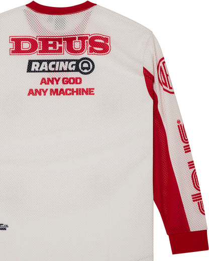 DEUS EX MACHINA STEP OUT MOTO JERSEY - WHITE / RED
