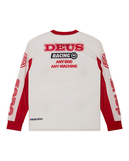 DEUS EX MACHINA STEP OUT MOTO JERSEY - WHITE / RED