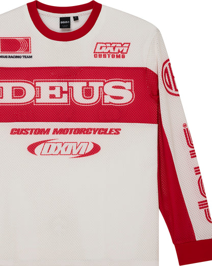 DEUS EX MACHINA STEP OUT MOTO JERSEY - WHITE / RED