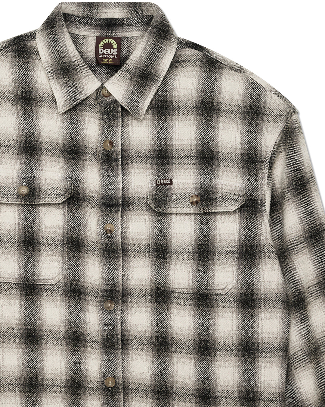DEUS EX MACHINA TOO BUSY TOO WORK CHECK SHIRT - WHITE
