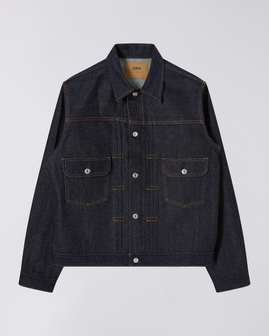 EDWIN JACKET TYPE II KURABO RED SELVEDGE 14 OZ RECYCLE INDIGO DENIM - BLUE UNWASHED