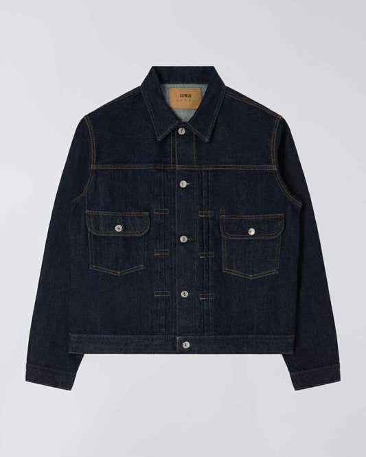 EDWIN JACKET TYPE II KURABO RED SELVEDGE 14 OZ RECYCLE INDIGO DENIM - BLUE RINSED