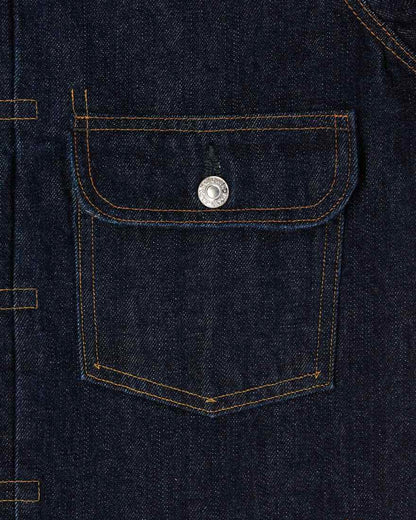 EDWIN JACKET TYPE II KURABO RED SELVEDGE 14 OZ RECYCLE INDIGO DENIM - BLUE RINSED