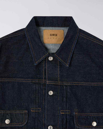 EDWIN JACKET TYPE II KURABO RED SELVEDGE 14 OZ RECYCLE INDIGO DENIM - BLUE RINSED