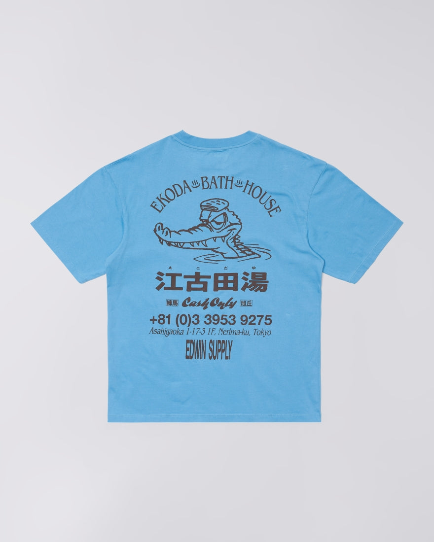 EDWIN EDOKA BATH HOUSE T-SHIRT - AZURE BLUE
